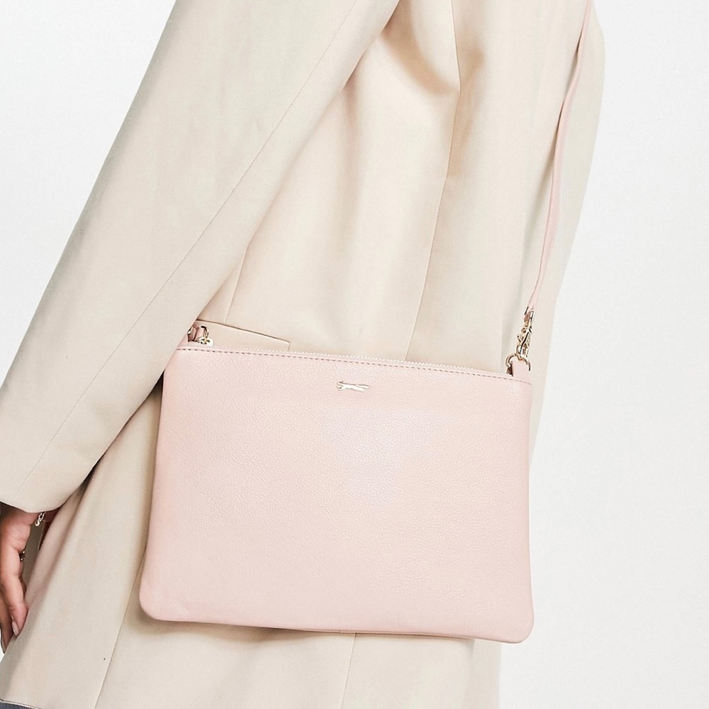 Paul Costelloe leather crossbody bag in light pink